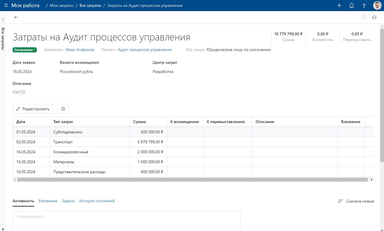 Заявки на затраты