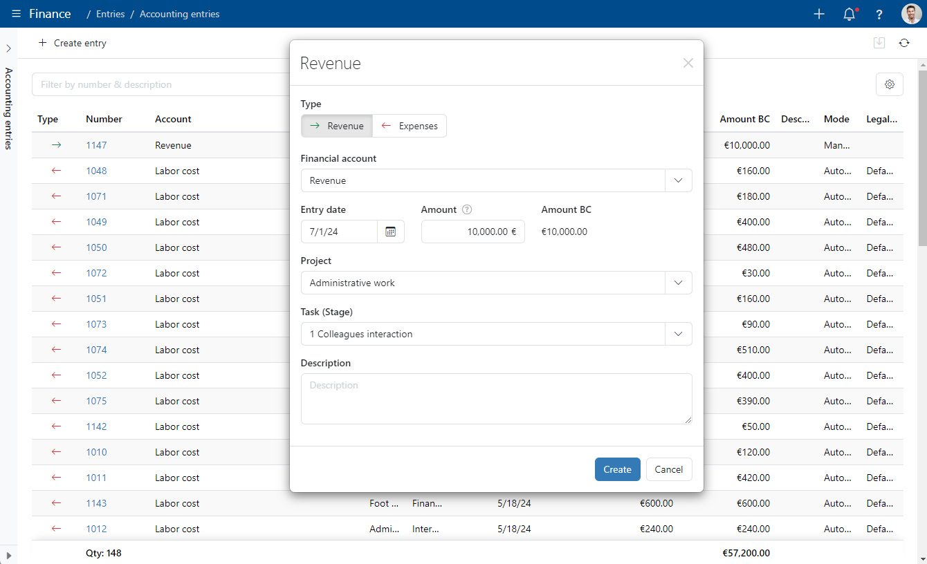 Accounting entries